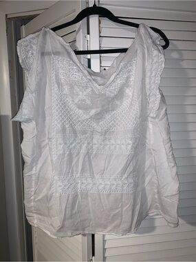 Violeta by Mango Plus Size Women’s Tie Shoulder Embroidered Top